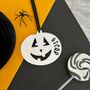 Personalised Halloween Silver Mirror Pumpkin Decoration, thumbnail 2 of 2