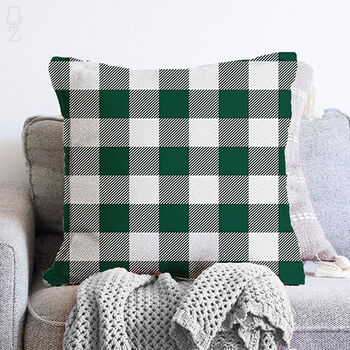 Green And White Gingham Soft Cushion Cover, 2 of 3
