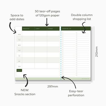 A4 Weekly Meal Planner With Tear Off Grocery List, 6 of 10