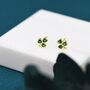 Sterling Silver Green Cz Shamrock Tiny Stud Earrings, thumbnail 4 of 12