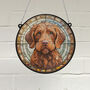 Vizsla Wirehaired Stained Glass Effect Suncatcher, thumbnail 1 of 6