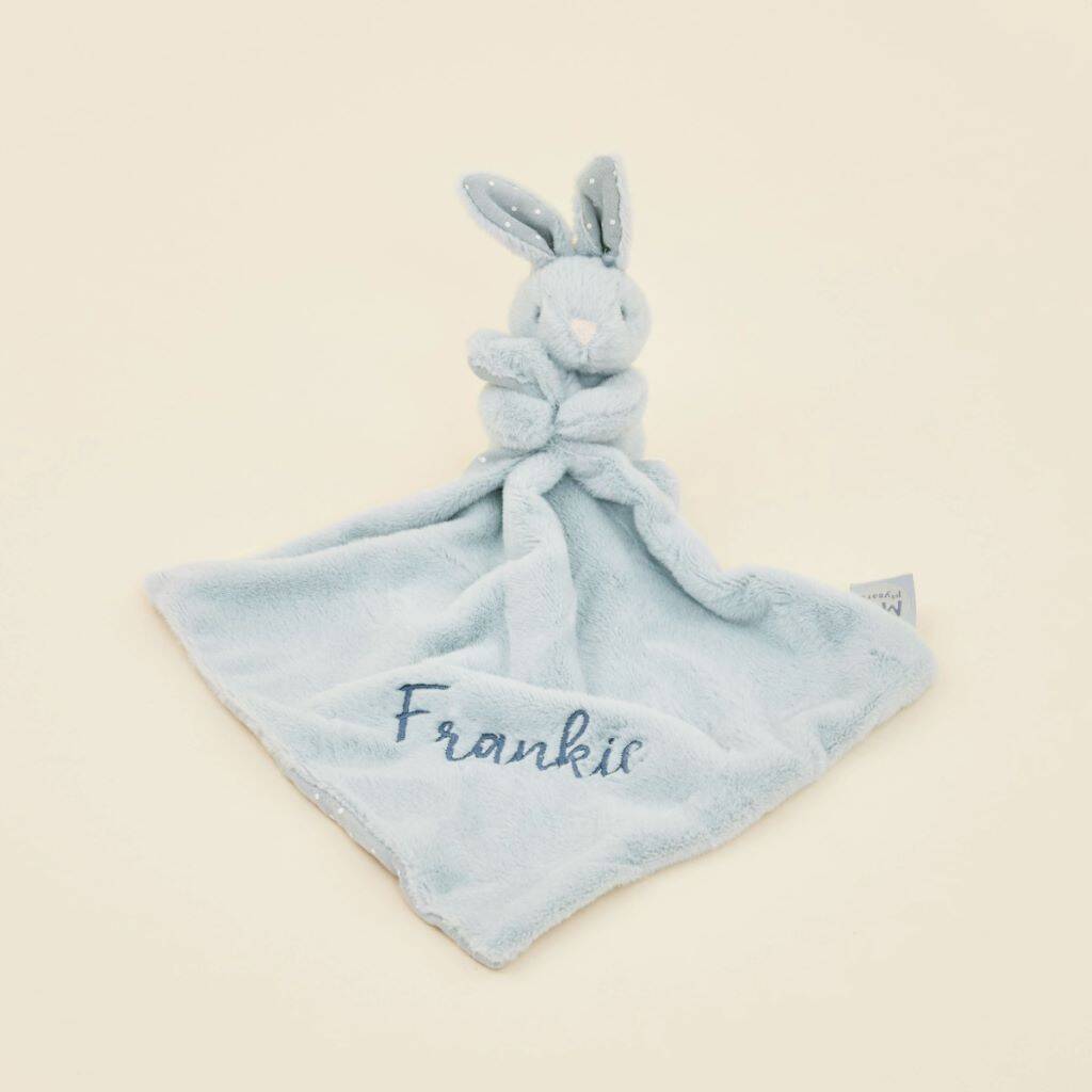 Personalised Blue Super Soft Bunny Comforter, 1 of 4
