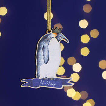 Personalised Penguin Christmas Card/Bauble For Teacher, 3 of 7