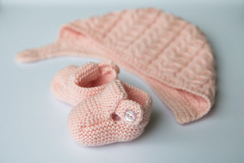 Braid Knit Hat And Booties Set, 2 of 3