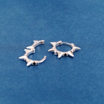 12 Mm Silver Spike Hoops, Hoop Earrings, 5 of 7