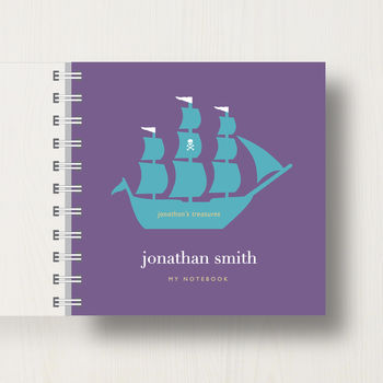 Personalised Kid's Pirate Ship Small Notebook, 7 of 9