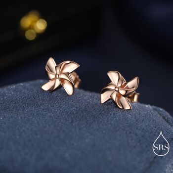 Sterling Silver Pinwheel Stud Earrings, 2 of 12