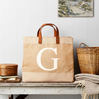 Letter Market Tote In Natural Jute, 2 of 2