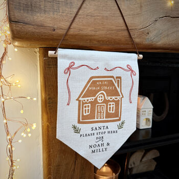Personalised Santa Stop Here Gingerbread House Wall Hanging, 3 of 3