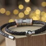 Men's Leather And Silver Story Bracelet, thumbnail 4 of 12