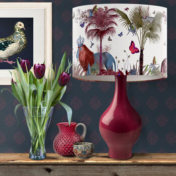 Tropical Lions Lampshade, Red, 5 of 8