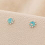 4mm Sterling Silver Aqua Opal Stud Earrings, thumbnail 1 of 9