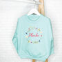 Girls Floral Wreath Personalised Sweatshirt, thumbnail 3 of 5