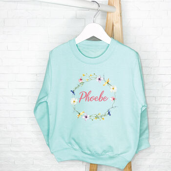 Girls Floral Wreath Personalised Sweatshirt, 3 of 5
