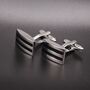 Curve Rectangle Groove Lines Cufflinks Mens Gift, thumbnail 4 of 4