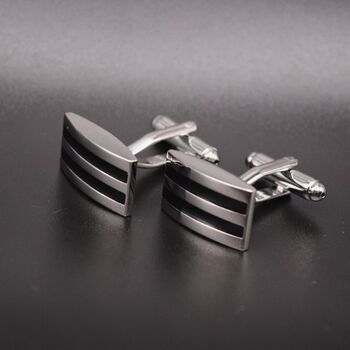 Curve Rectangle Groove Lines Cufflinks Mens Gift, 4 of 4