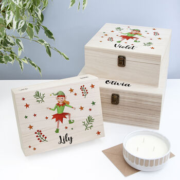 Personalised Girl Elf Christmas Eve Box, 5 of 12