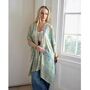 Spring Floral Viscose Kaftan Jacket With Heavy Cream Fishbone Embroidery, thumbnail 2 of 6