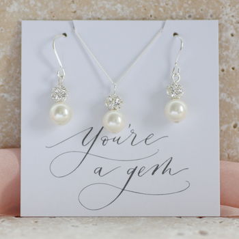 Pearl And Glitterball Necklace And Earring Set, 2 of 9