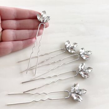 Set Of Five Clear Crystal Hair Pins, 2 of 3