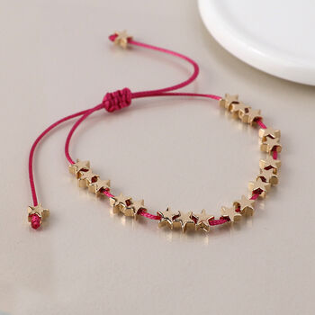 Golden Star Pink Cord Bracelet, 2 of 3