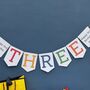 Personalised Three Birthday Banner – 3rd Birthday Party Decoration, thumbnail 4 of 5
