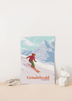 Grindelwald Ski Resort Switzerland Travel Poster Print, 2 of 8