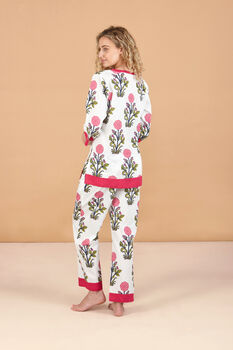 Indian Cotton Rosette Bloom Print Pyjama Set, 2 of 3
