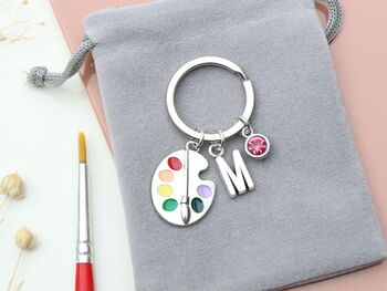Personalised Artist Keyring Palette And Paintbrush, 7 of 9
