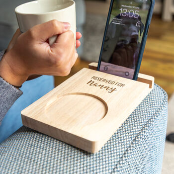 Personalised Phone Stand Sofa Coaster Reserved For, 5 of 5