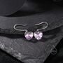 Alexandrite Purple Pink Cz Heart Drop Dangle Earrings, thumbnail 3 of 9