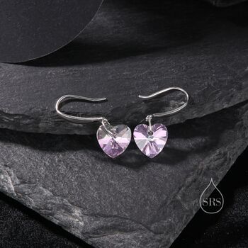 Alexandrite Purple Pink Cz Heart Drop Dangle Earrings, 3 of 9