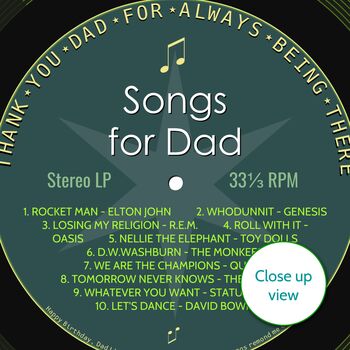 Personalised Birthday Music Print For Dad Favourite Songs Gift, 10 of 12