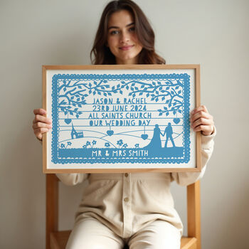 Personalised Landscape Wedding Papercut Print, 3 of 6