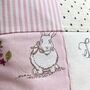 Personalised Pink And Grey Bunny Name Cushion, thumbnail 4 of 8