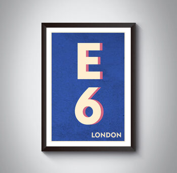 E6 Barking London Typography Postcode Print, 10 of 10