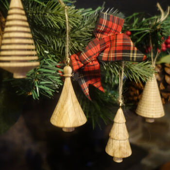 Set Of Four Handmade Wooden Christmas Tree Decorations, 2 of 5