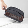 Personalised Weekender Grey Denim Wash Bag, thumbnail 2 of 5