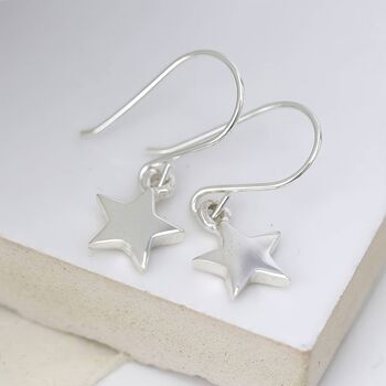 Sterling Silver Star Drop Earrings, 6 of 11