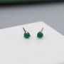 Natural Green Onyx Stud Earrings In Sterling Silver, thumbnail 4 of 12