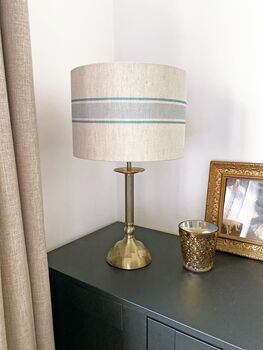 Ada And Ina Bella Sky Blue Striped Linen Lampshade 30cm, 2 of 2