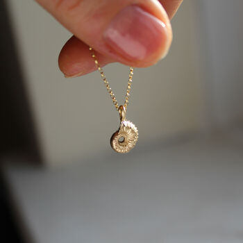 Solid Gold Ammonite Necklace, 2 of 3