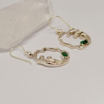 Emerald Sterling Silver Earrings, 4 of 8