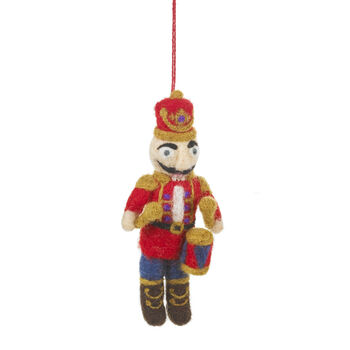 Handmade Felt Nutcracker Ned Christmas Decoration, 2 of 7