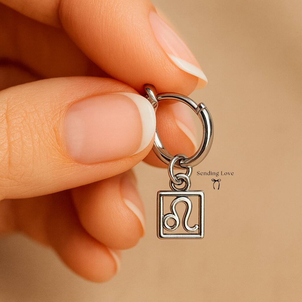 Leo Zodiac Charm Earrings Gift For Her This Christmas, 1 of 3