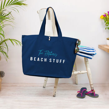 Personalised Organic Cotton Canvas Beach Bag, 2 of 7