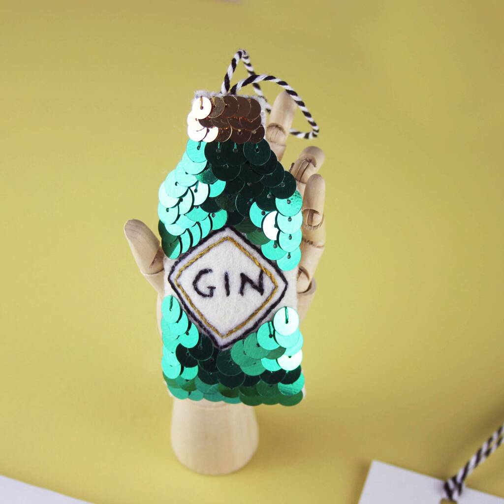 Sequin Embroidered Gin Bottle Decoration Kit By Kate Gwilliam