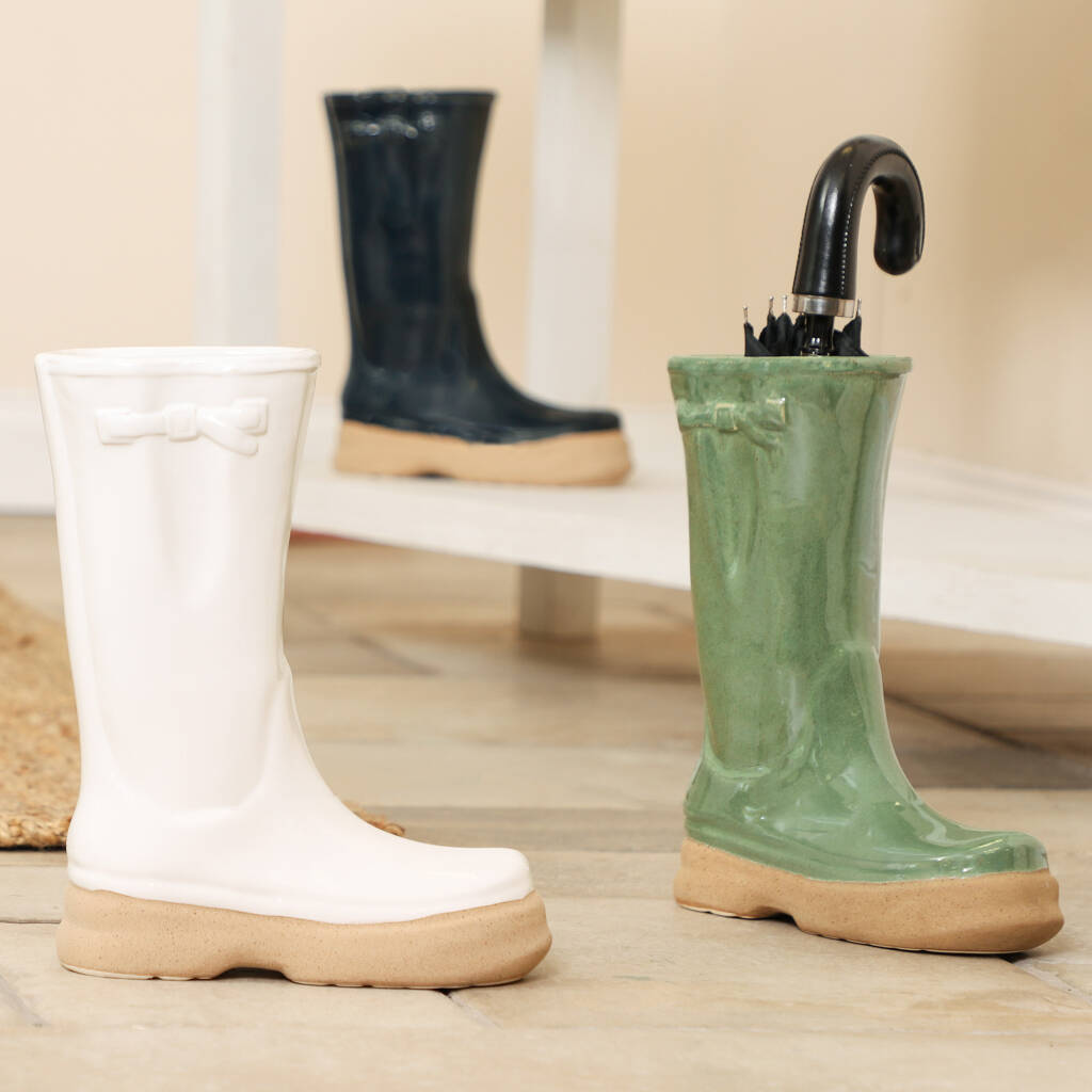 glazed ceramic wellington boot umbrella stands by dibor