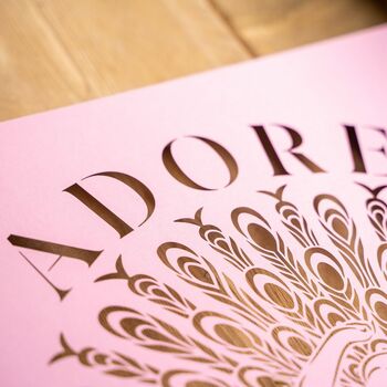 Empowering 'Adore Every Inch' Pink Papercut Wall Art, 6 of 9