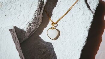 Clear Quartz Heart Pendant Necklace Real 18k Gold Plated Gift, 2 of 5